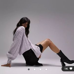 TopShop Textured Cable Knit Sweater in Lilac